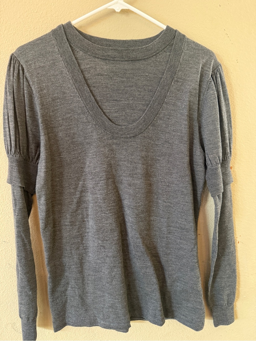 Proenza Schouler Heather Gray Scoop Neck Long Sleeve Top